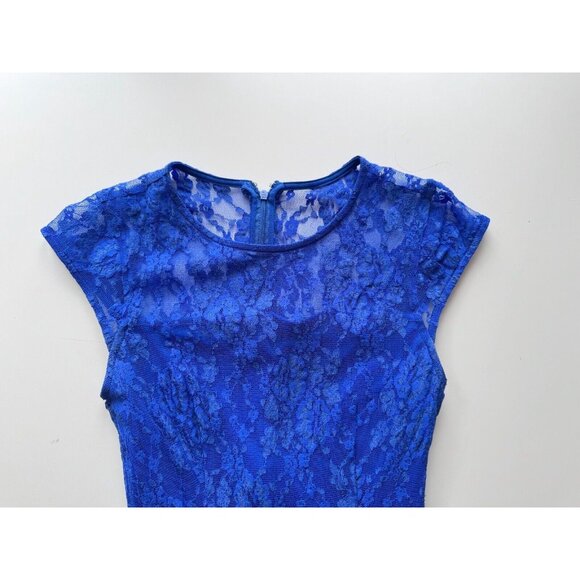 Vintage 00's LE CHATEAU Royal Blue Stretch Lace Fish Tail Maxi Dress, Size XS - Picture 6 of 12